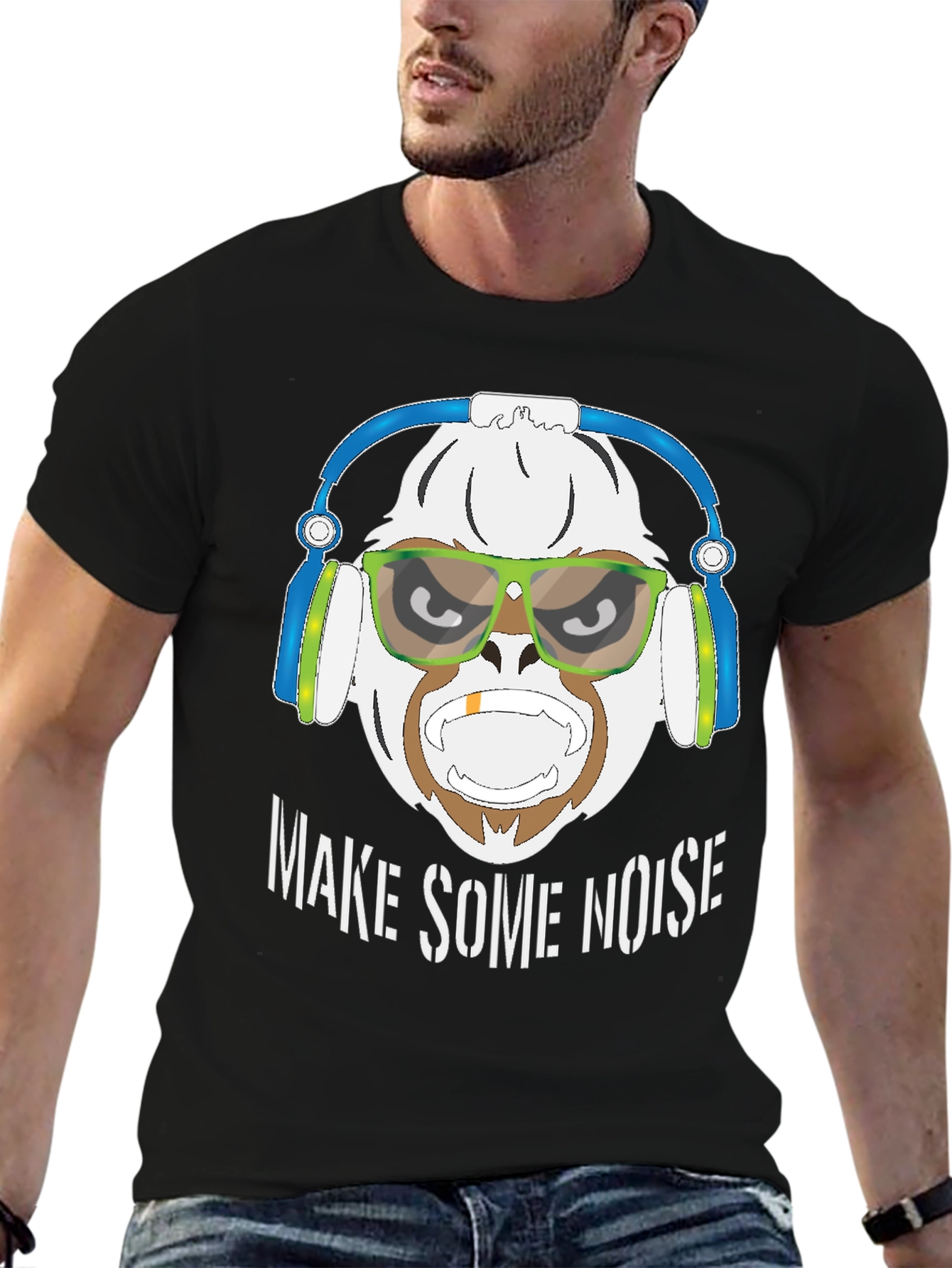 Make Some Noise T-Shirt Gorilla Headphones Tee