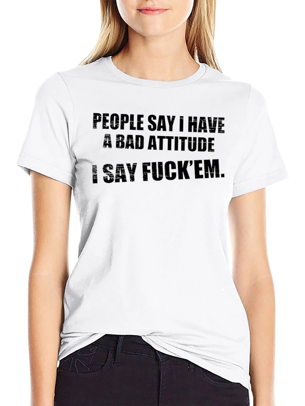 Attitude Graphic Tee - Black Crew Neck T-Shirt