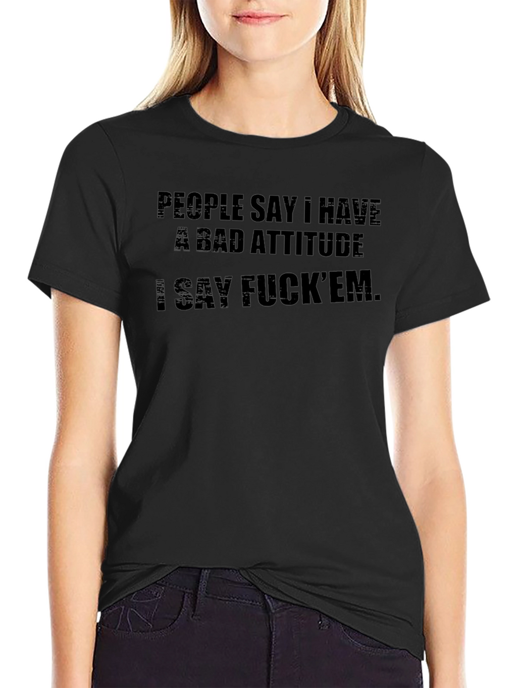 Attitude Graphic Tee - Black Crew Neck T-Shirt