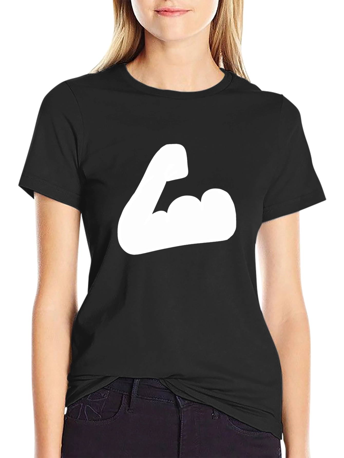 Black T-Shirt with Flexing Arm Graphic