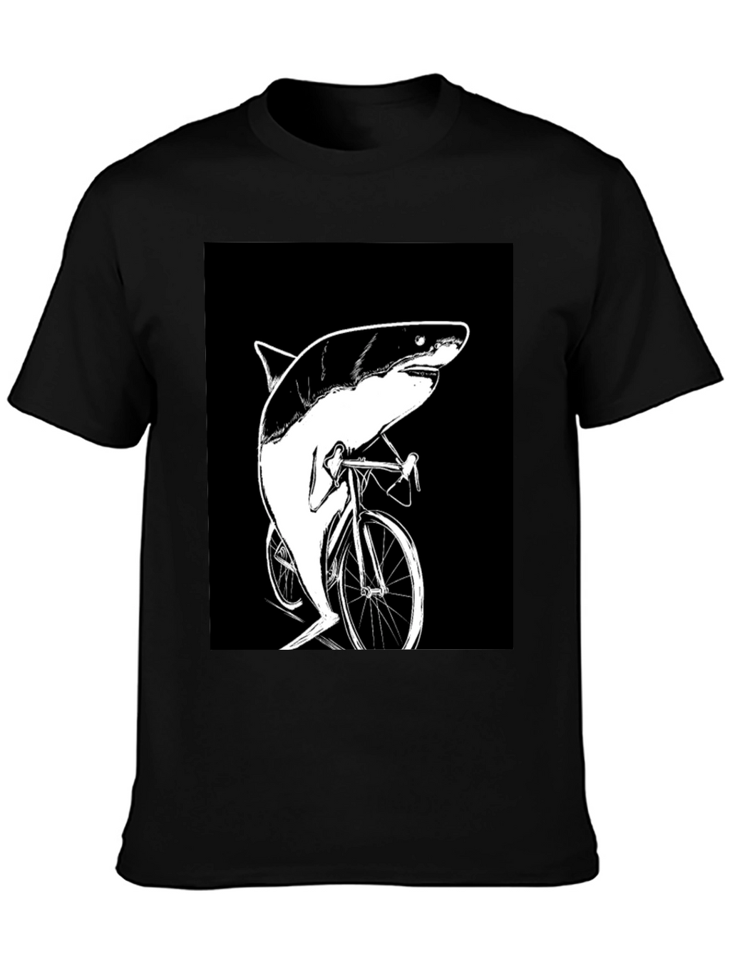 Shark on Bike T-Shirt - Funny Animal Graphic Tee