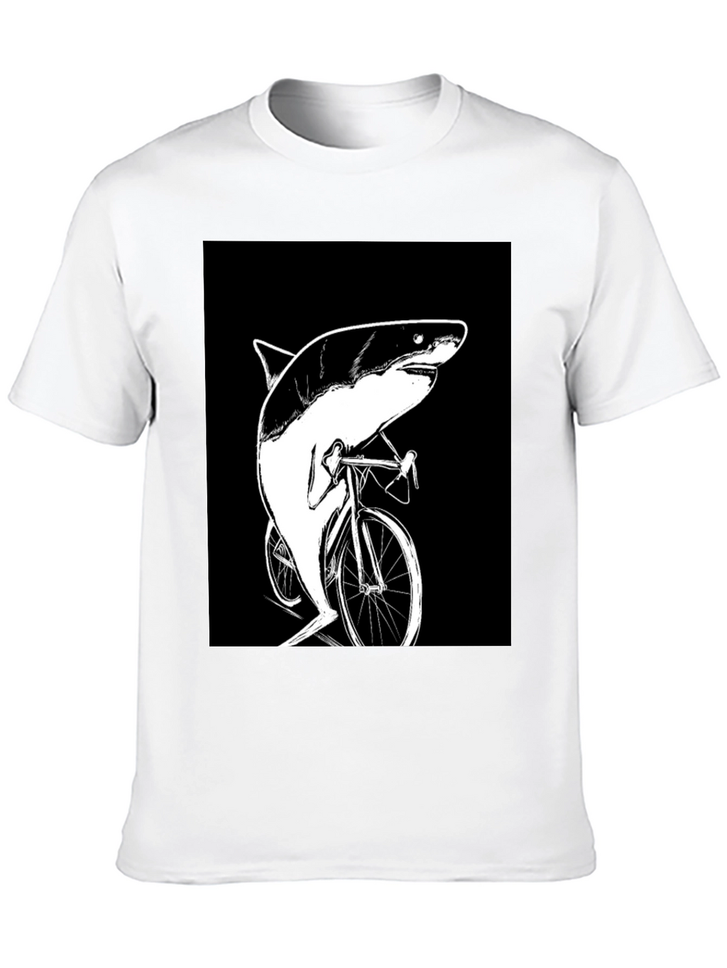 Shark on Bike T-Shirt - Funny Animal Graphic Tee