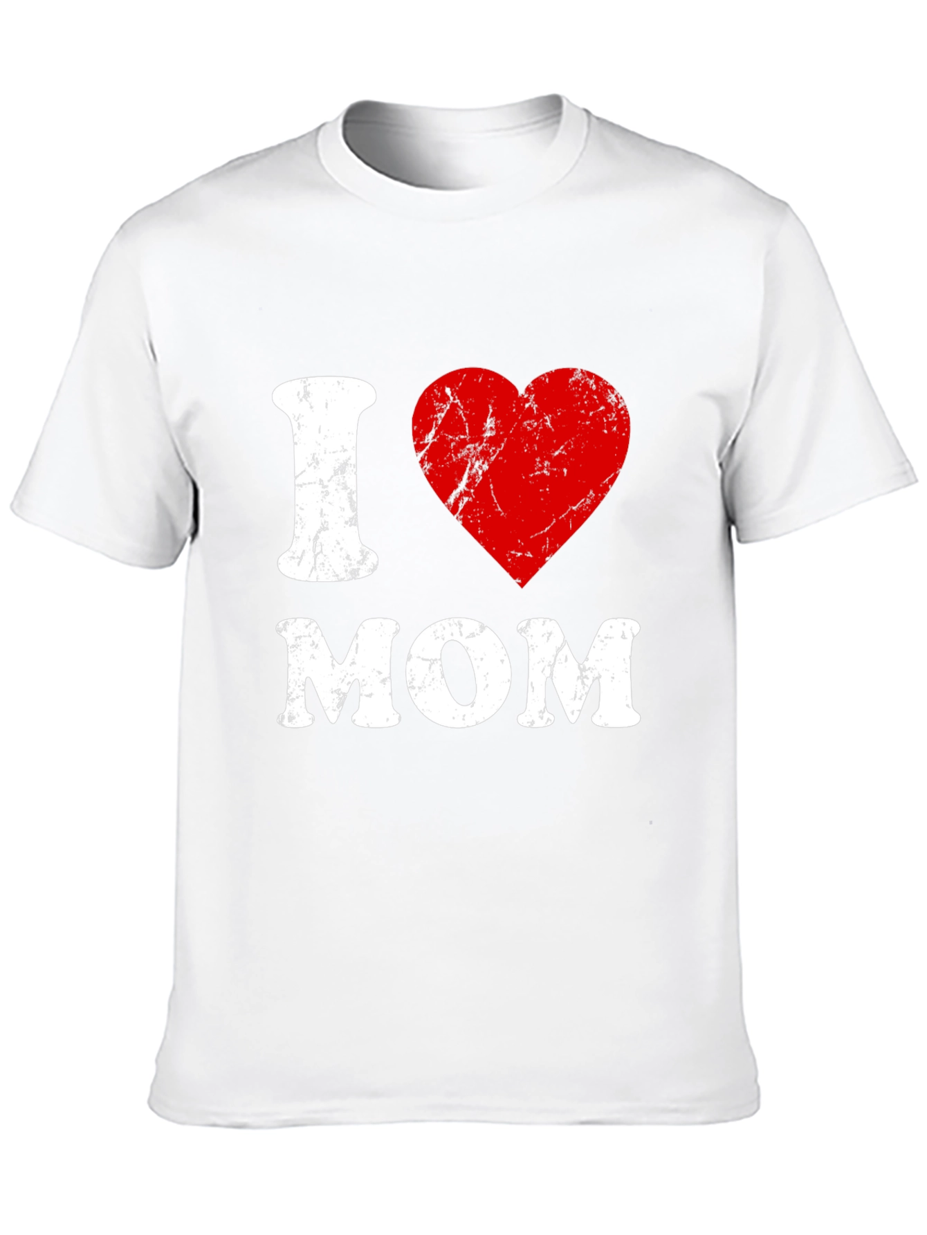 I Love Mom T-Shirt - Distressed Heart Graphic