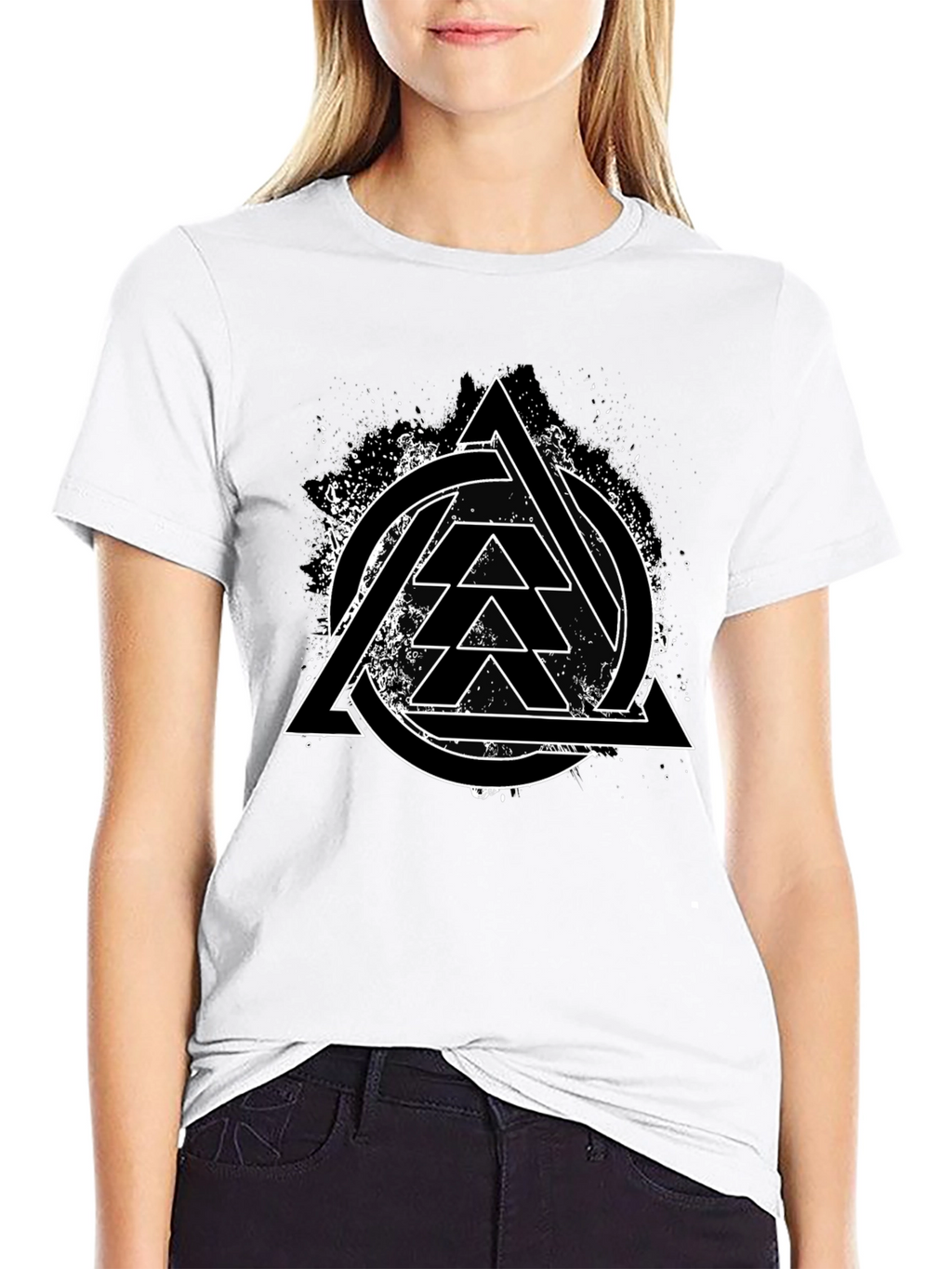 Geometric Graphic Print Black T-Shirt