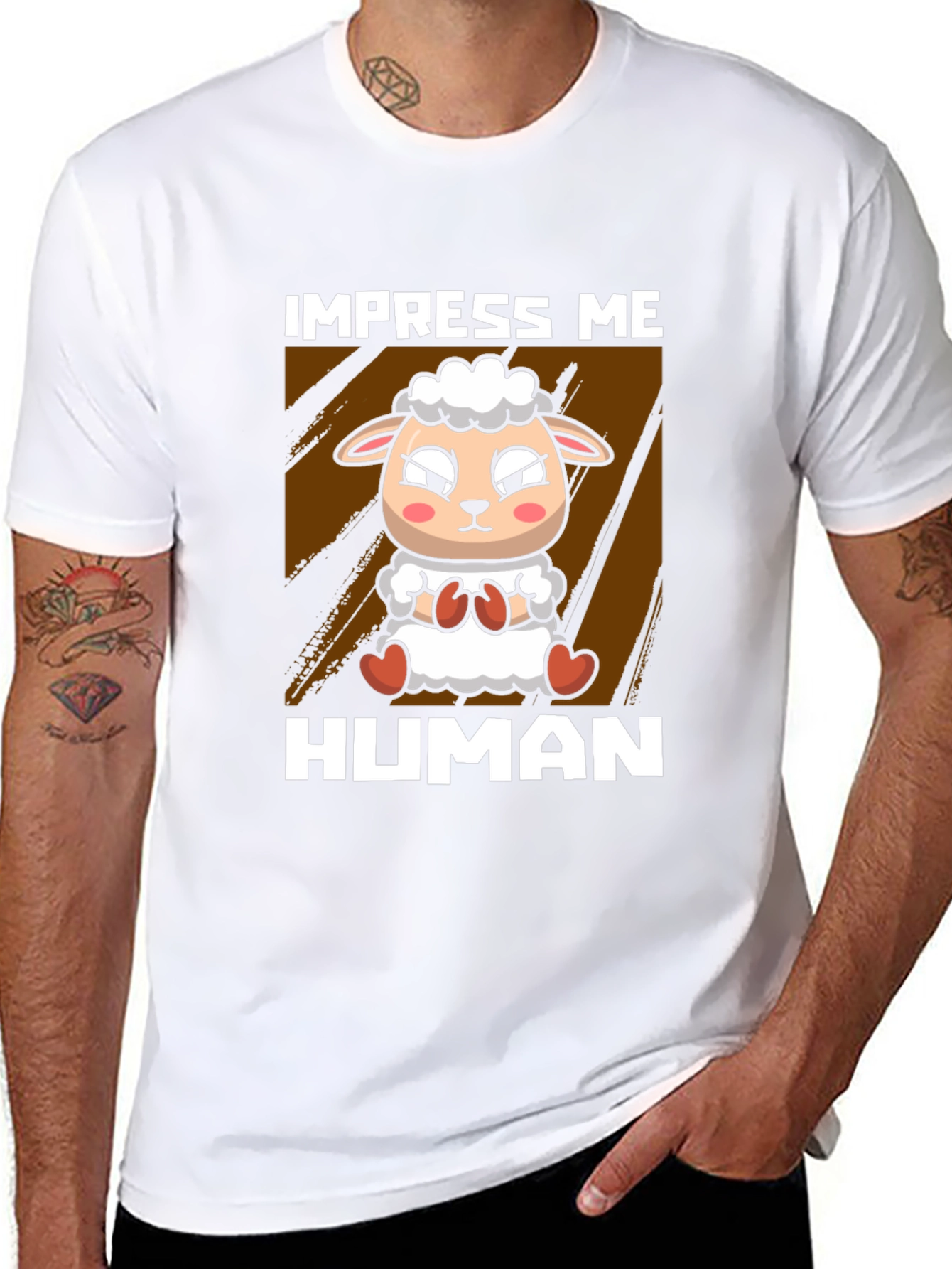 Impress Me Human Sheep Graphic T-Shirt