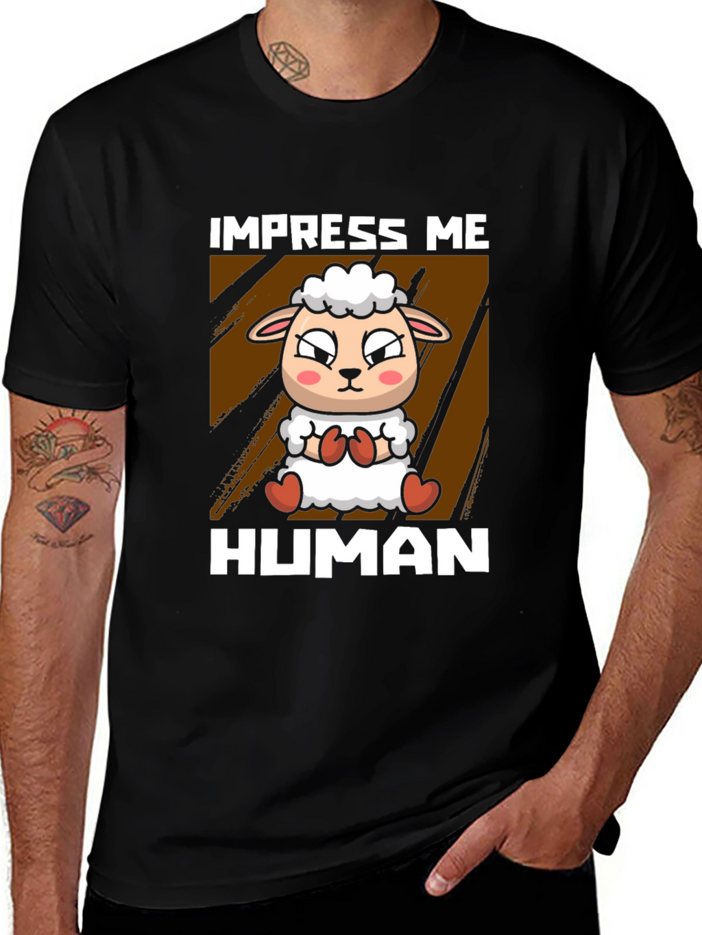 Impress Me Human Sheep Graphic T-Shirt