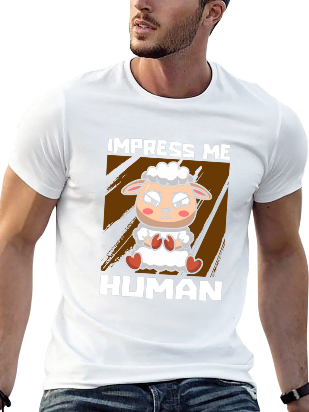 Impress Me Human Sheep Graphic T-Shirt