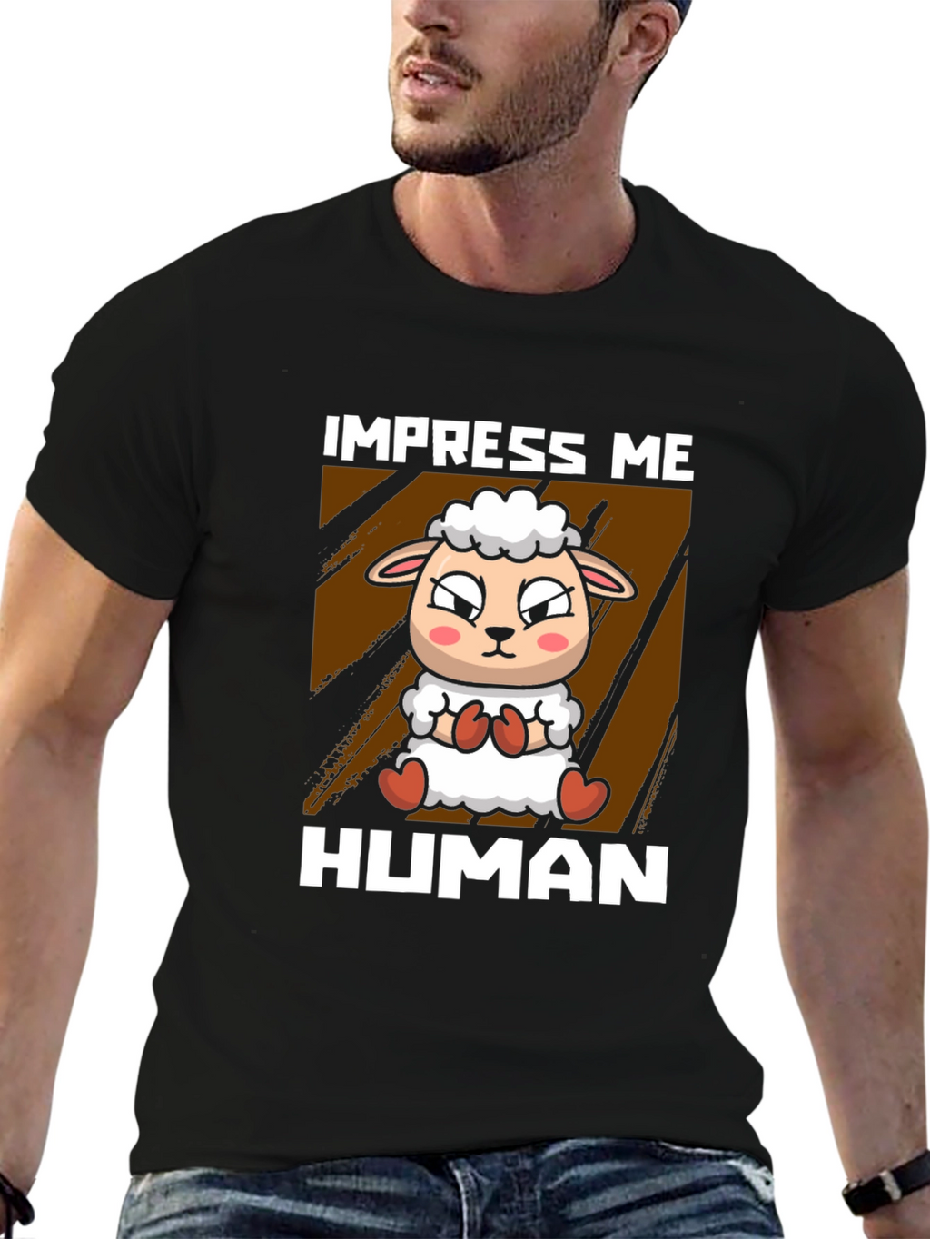 Impress Me Human Sheep Graphic T-Shirt
