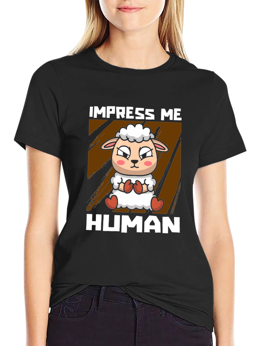 Impress Me Human Sheep Graphic T-Shirt