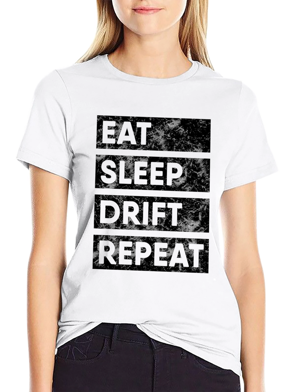 Eat Sleep Drift Repeat Black Graphic Tee