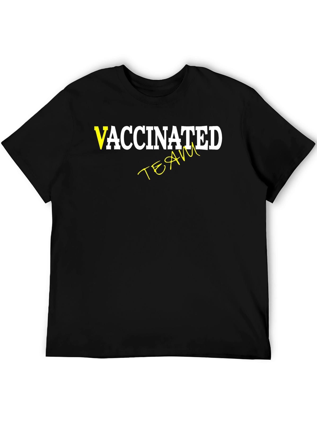 Vaccinated Team T-Shirt - Black Cotton Tee