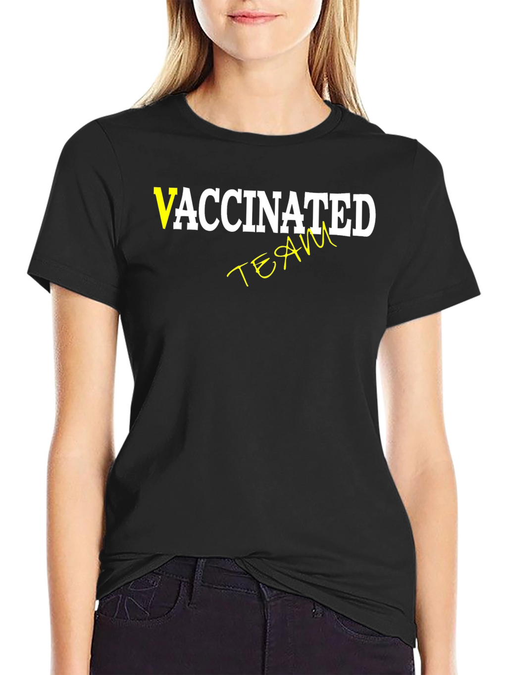 Vaccinated Team T-Shirt - Black Cotton Tee