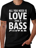 Love and Bass Guitar Black T-Shirt - Musician Tee