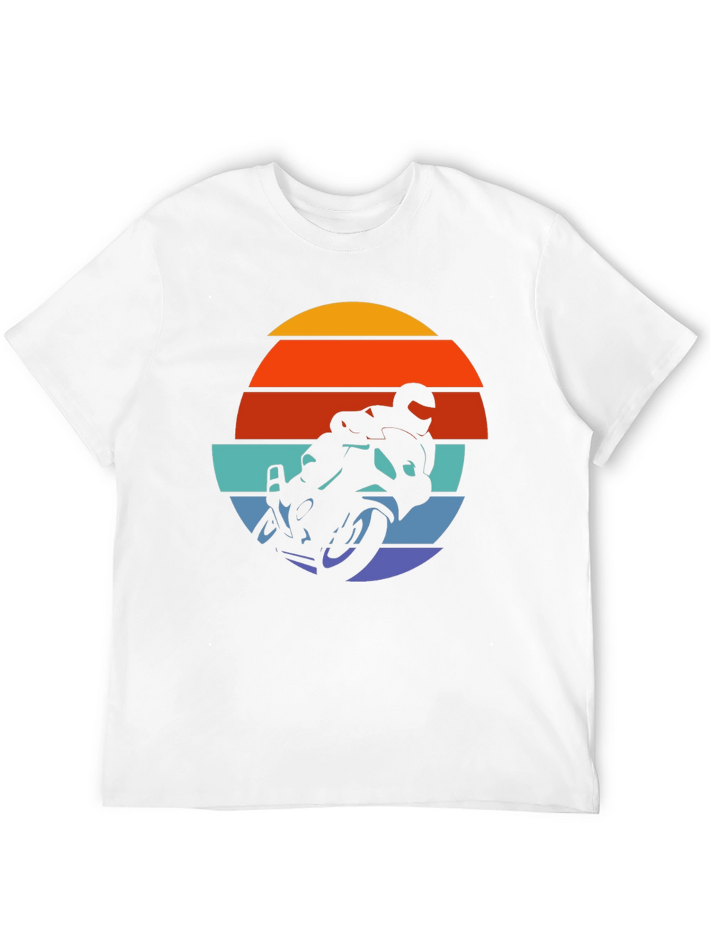 Retro Motorcycle Sunset Graphic Tee - Black Cotton