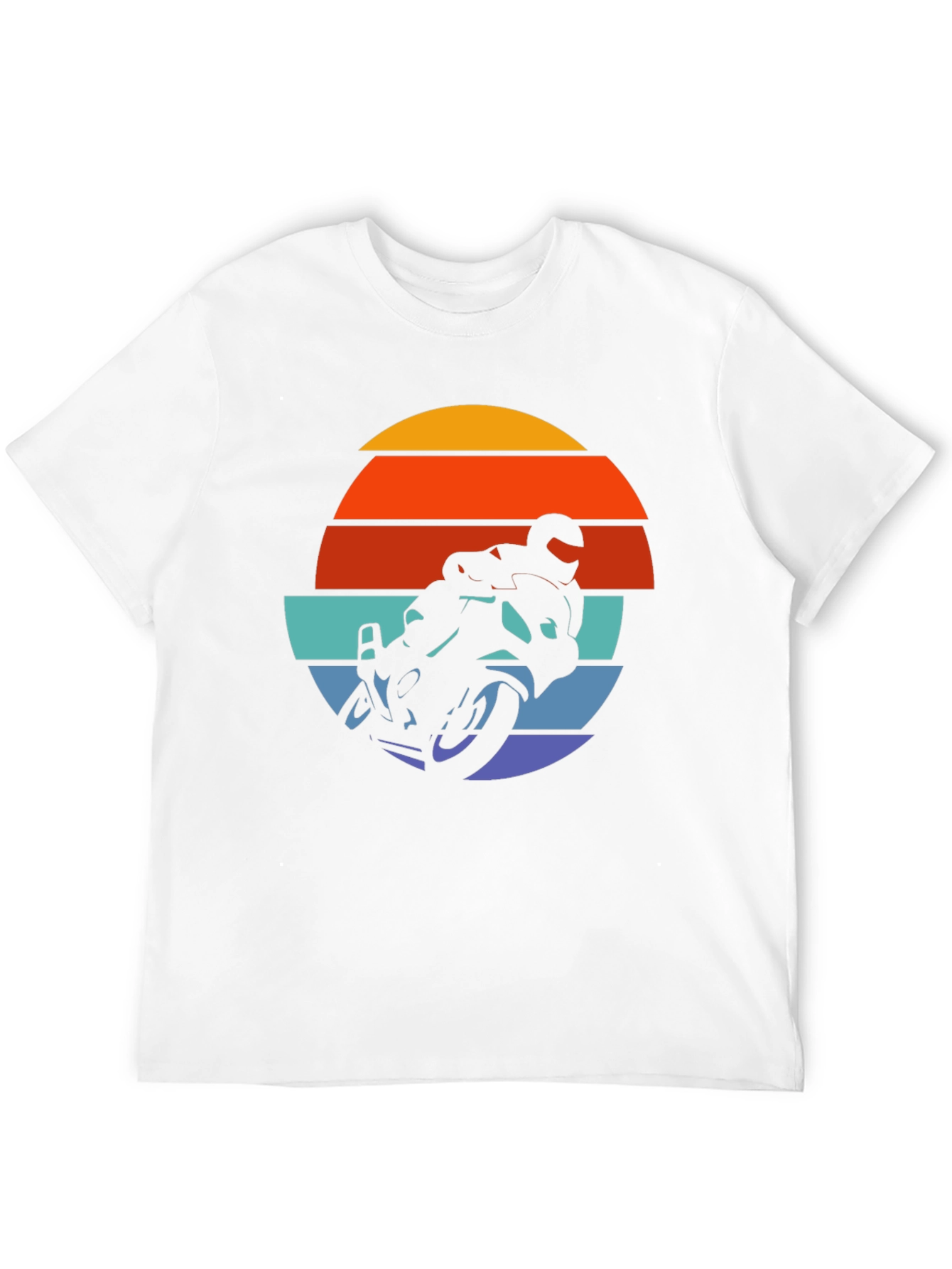 Retro Motorcycle Sunset Graphic Tee - Black Cotton