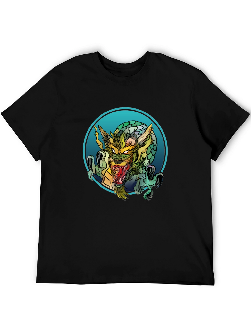 Dragon Graphic Print Black T-Shirt