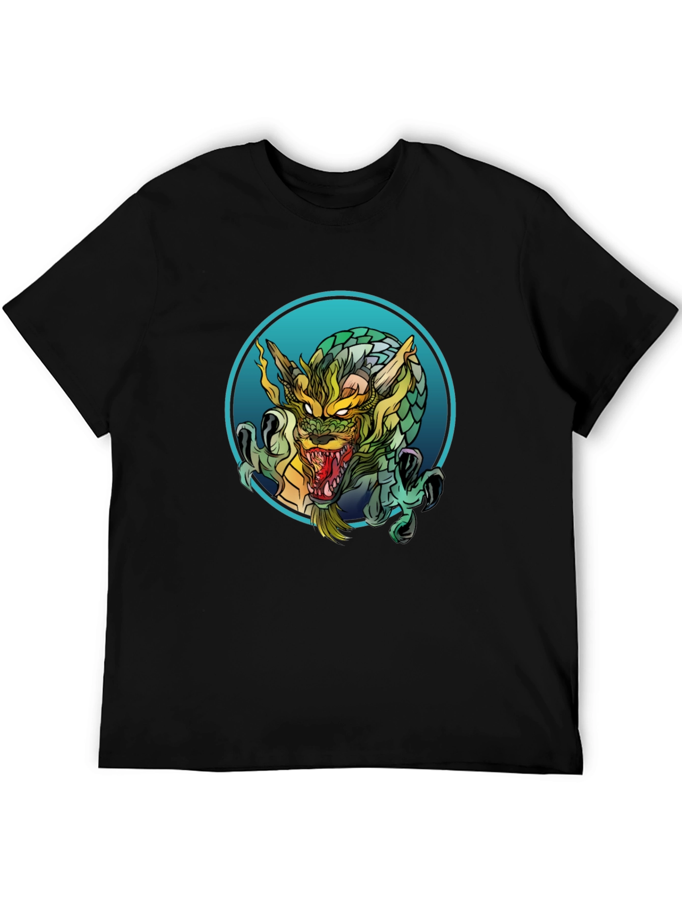 Dragon Graphic Print Black T-Shirt