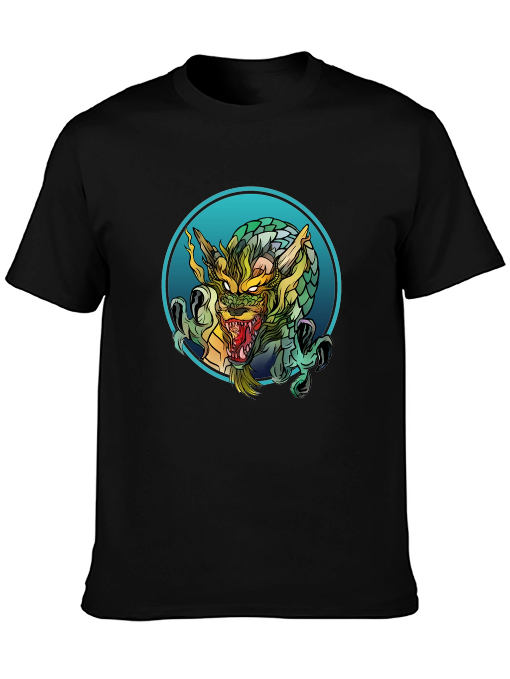 Dragon Graphic Print Black T-Shirt