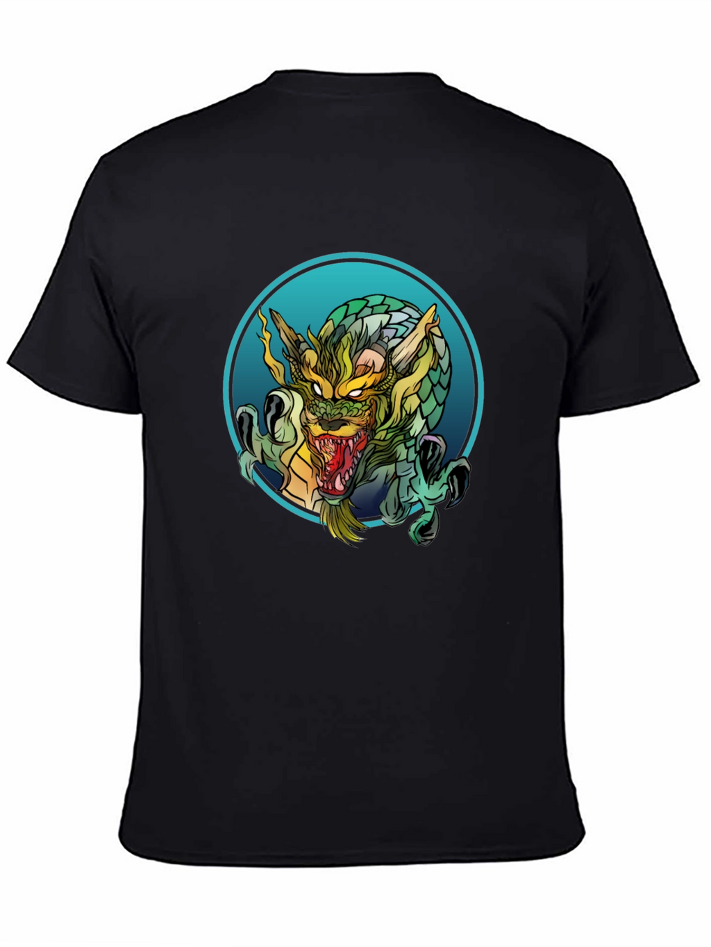 Dragon Graphic Print Black T-Shirt