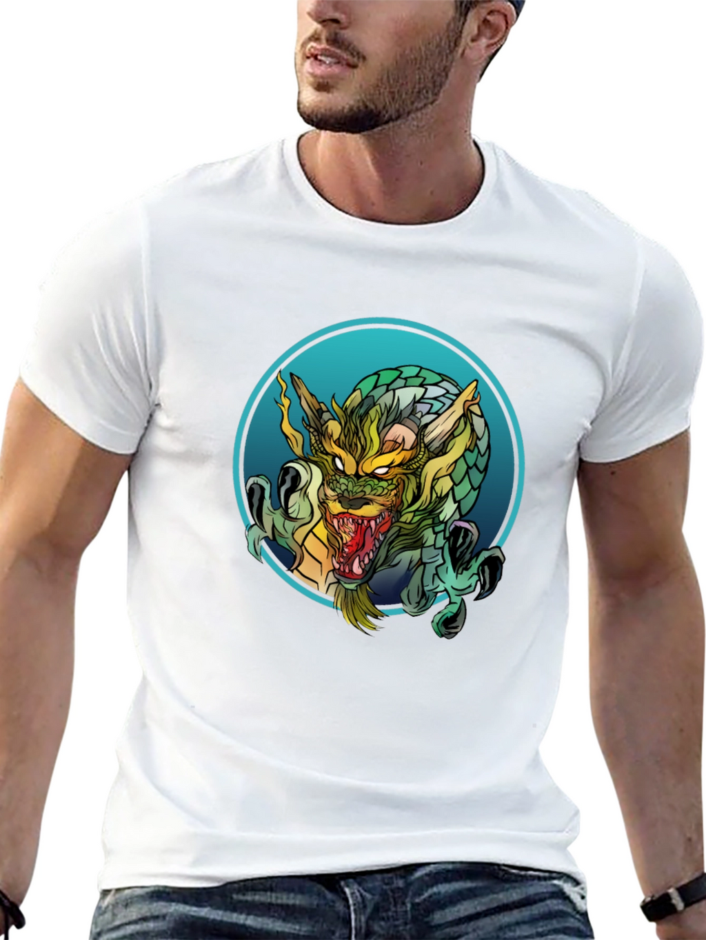 Dragon Graphic Print Black T-Shirt