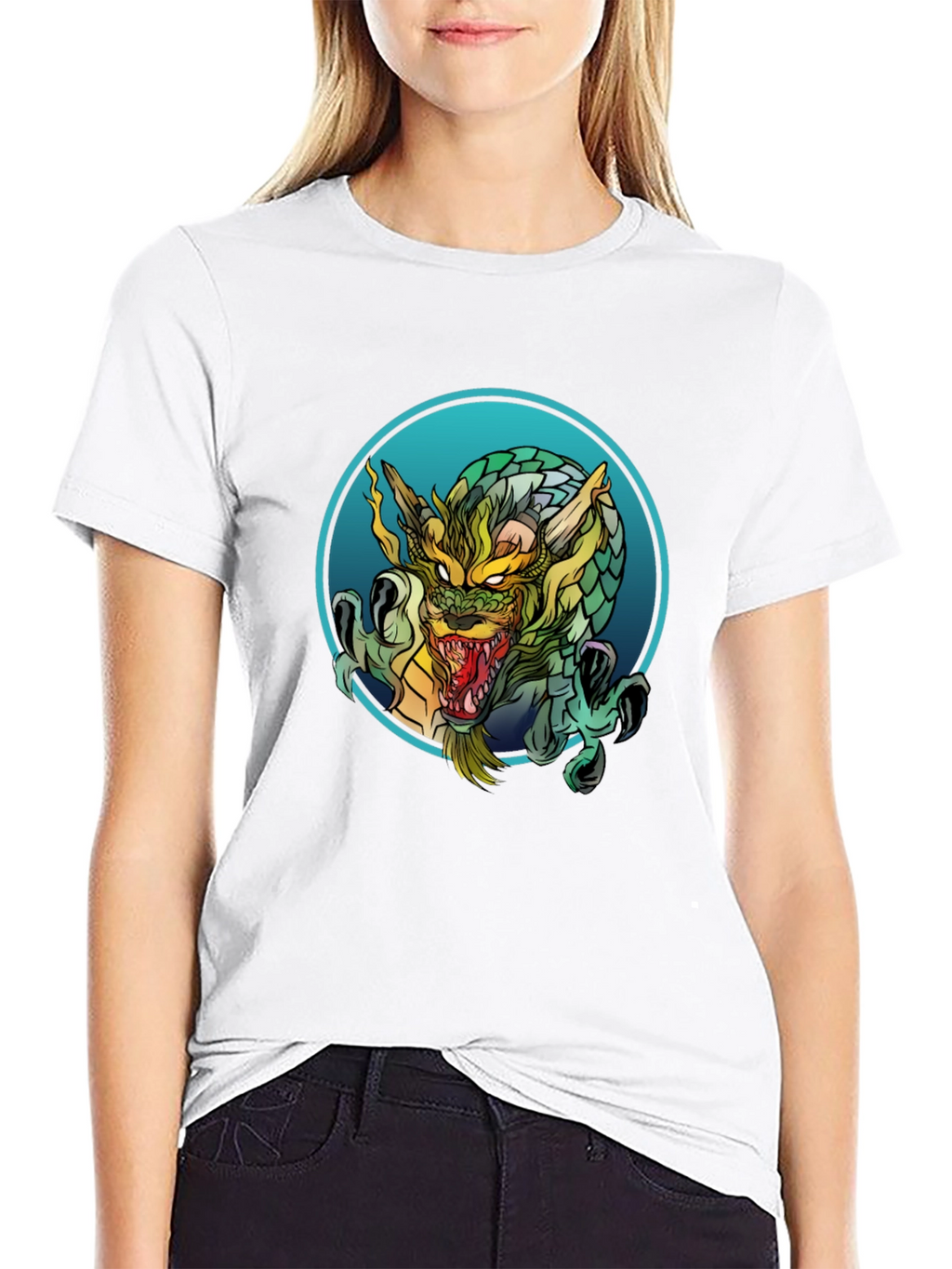 Dragon Graphic Print Black T-Shirt