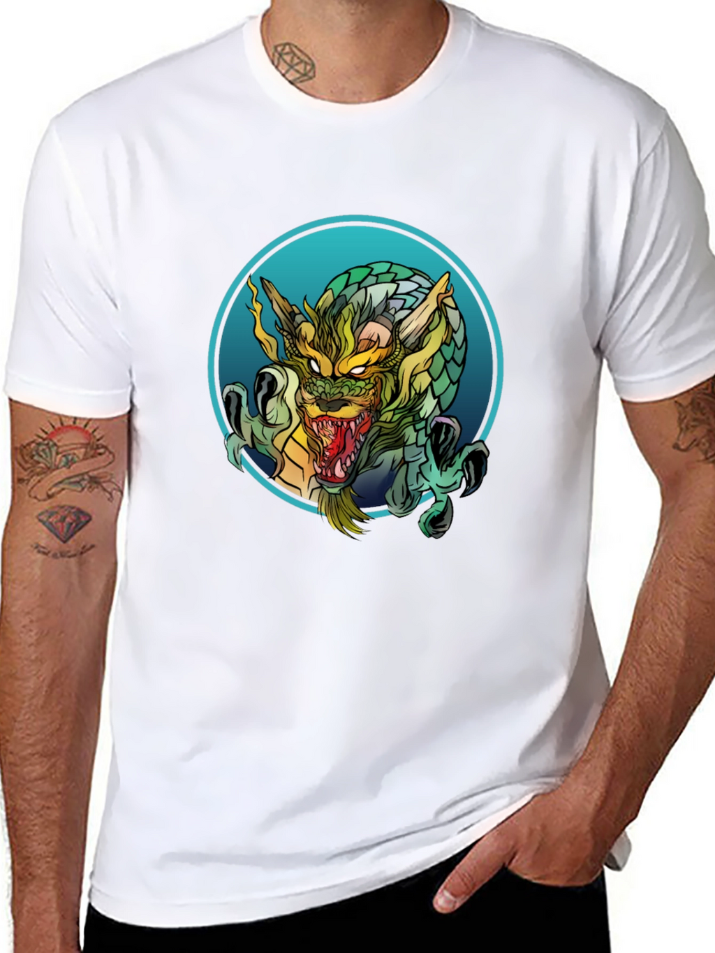 Dragon Graphic Print Black T-Shirt
