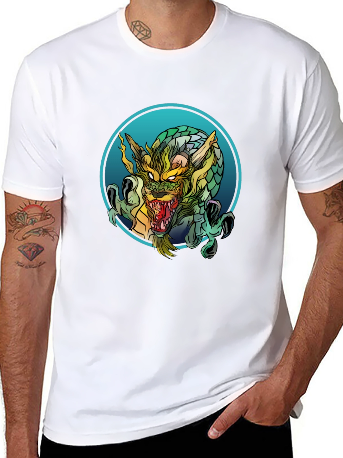 Dragon Graphic Print Black T-Shirt