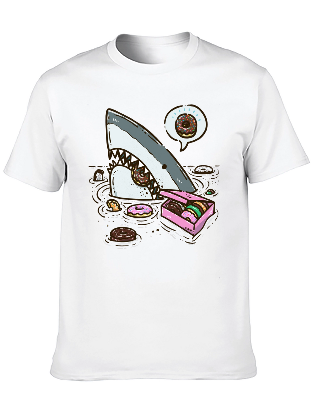 Donut Shark Tee - Funny Graphic Print T-Shirt