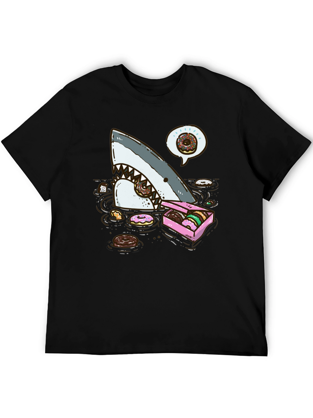 Donut Shark Tee - Funny Graphic Print T-Shirt