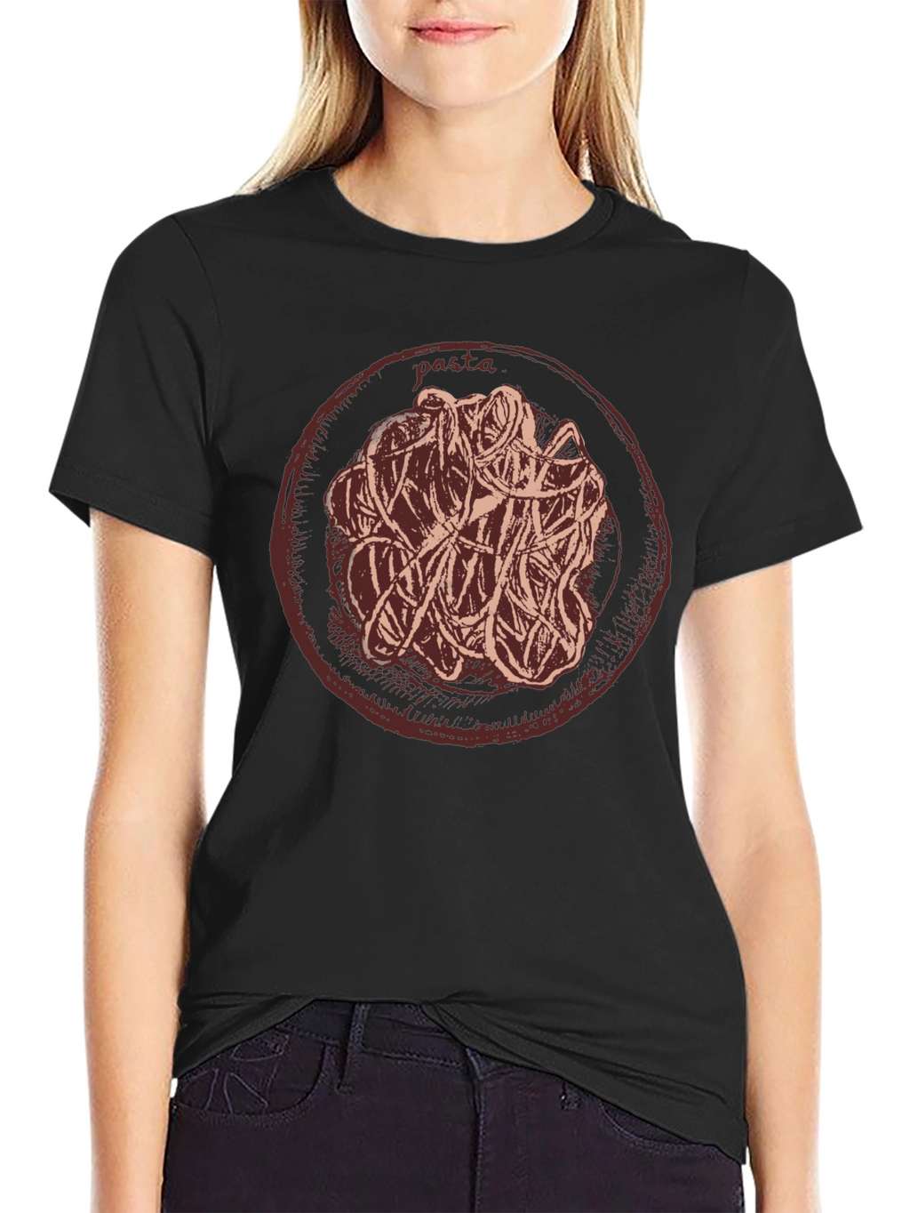 Pasta Graphic T-Shirt Casual Crew Neck Tee