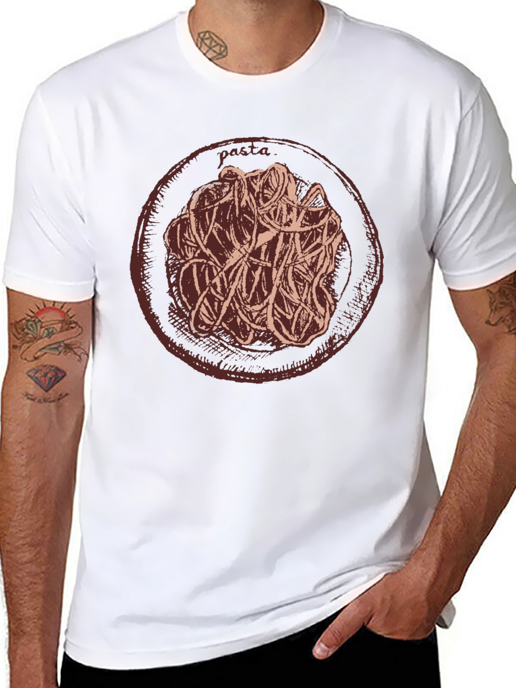 Pasta Graphic T-Shirt Casual Crew Neck Tee