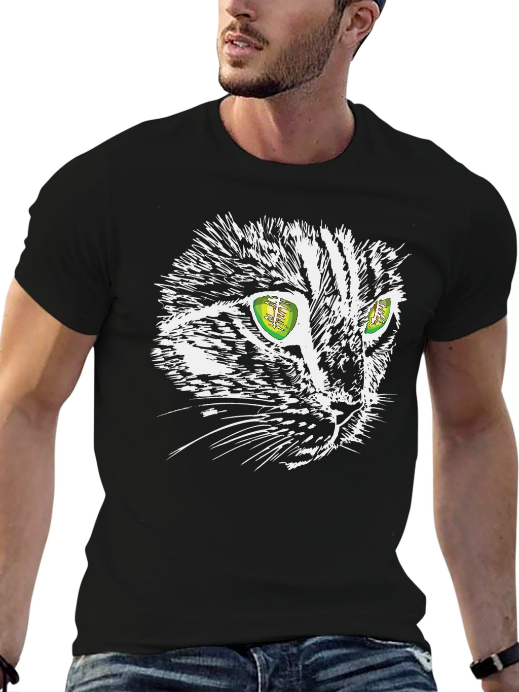 Cool Cat Graphic Tee - Black Unisex T-Shirt