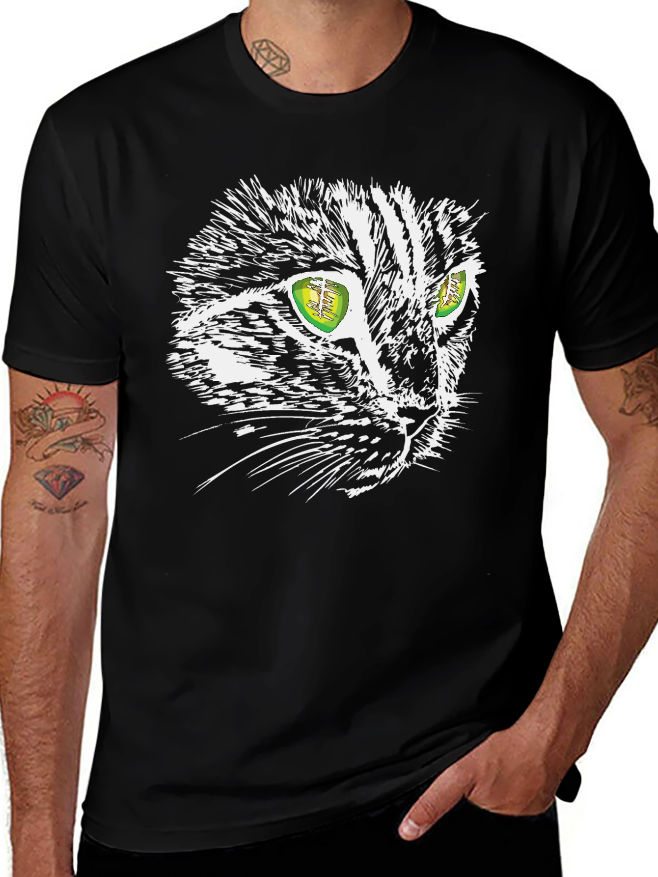 Cool Cat Graphic Tee - Black Unisex T-Shirt