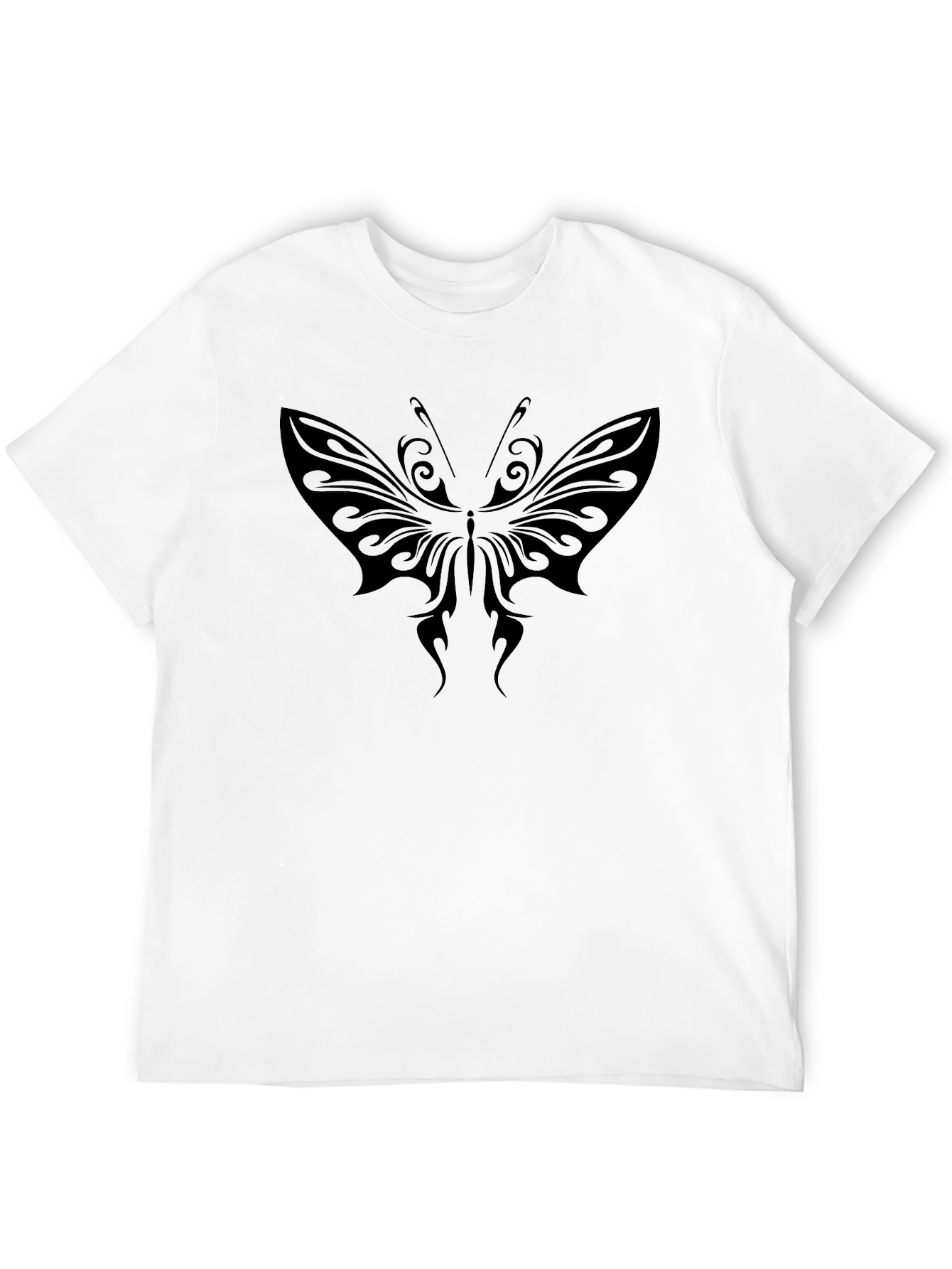 Tribal Butterfly Graphic Black T-Shirt