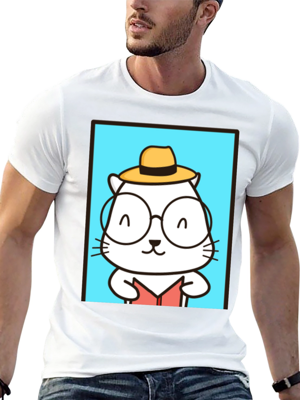 Cool Cat Reader T-Shirt - Unique Graphic Tee