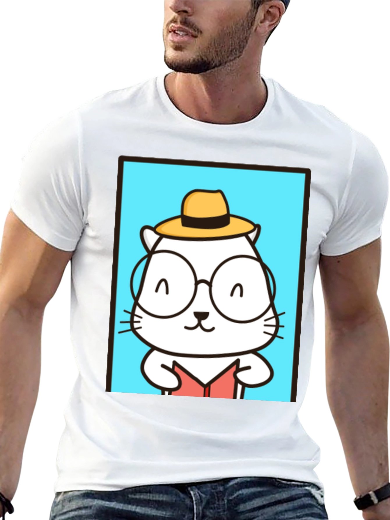 Cool Cat Reader T-Shirt - Unique Graphic Tee