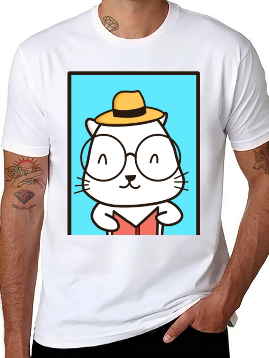Cool Cat Reader T-Shirt - Unique Graphic Tee