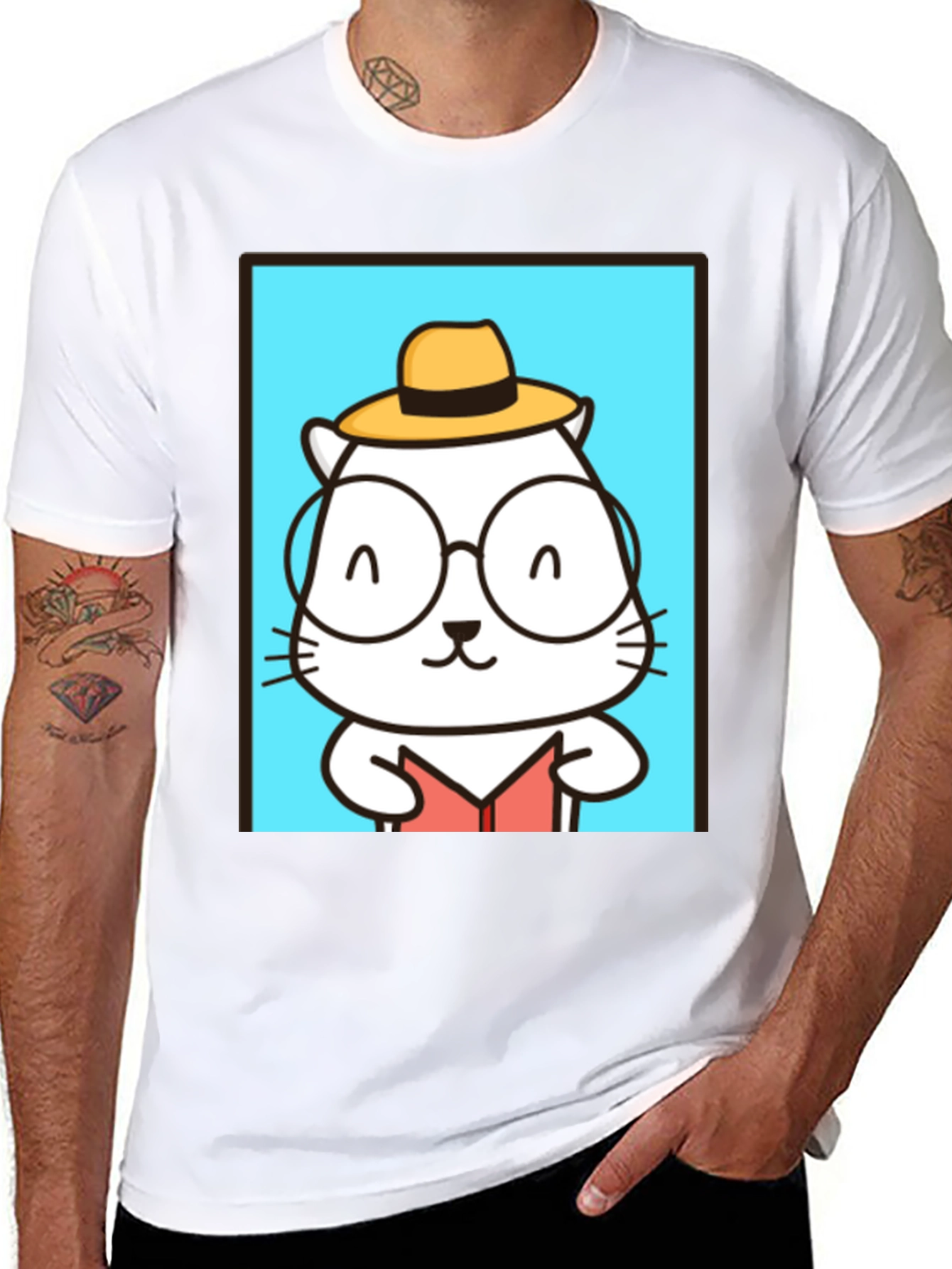 Cool Cat Reader T-Shirt - Unique Graphic Tee