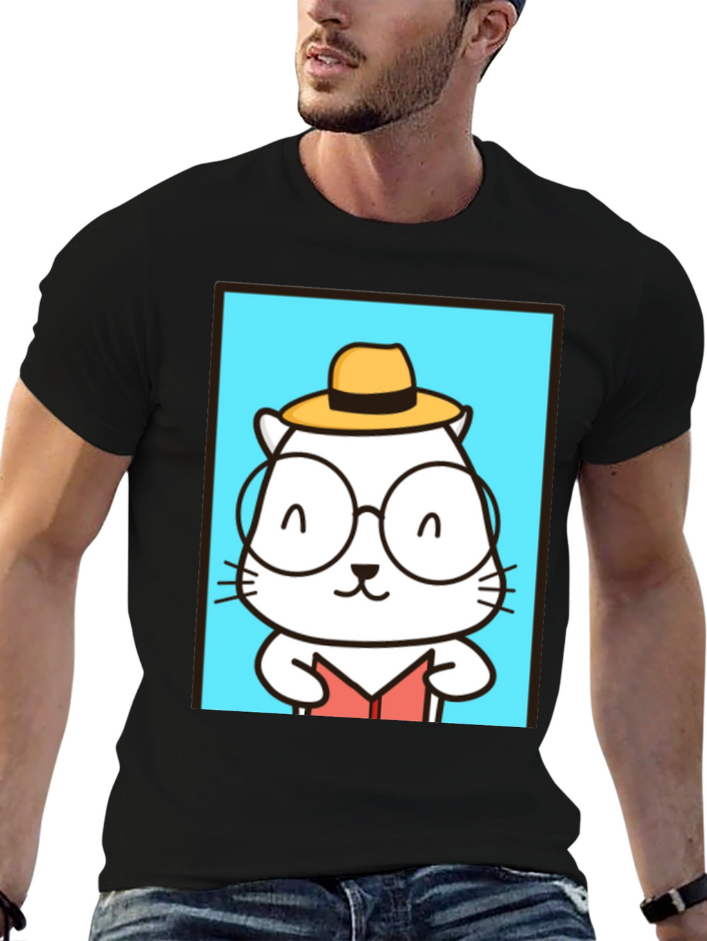 Cool Cat Reader T-Shirt - Unique Graphic Tee