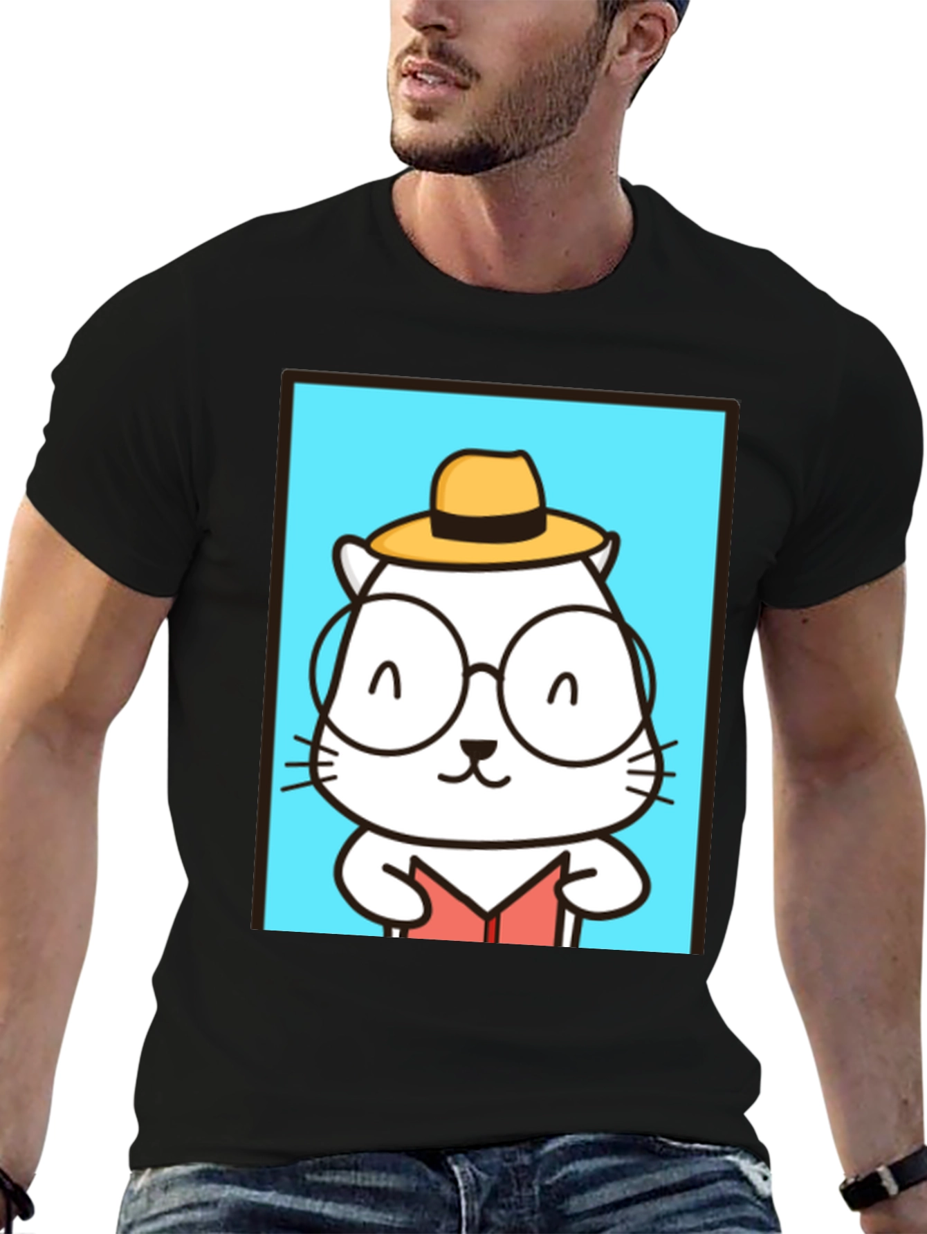 Cool Cat Reader T-Shirt - Unique Graphic Tee