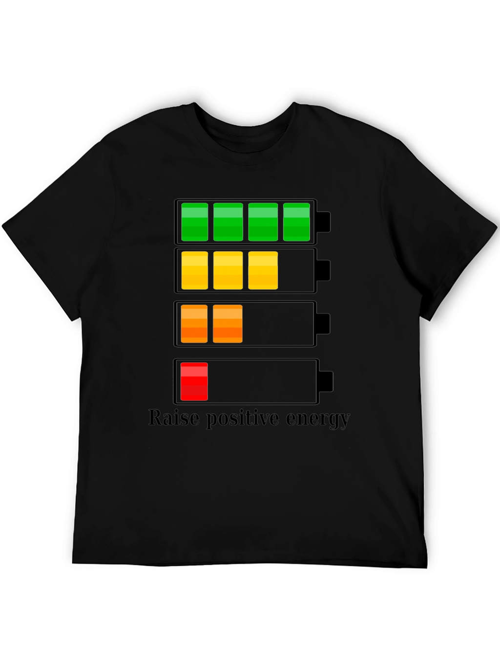 Raise Positive Energy Black T-Shirt - Battery Life Design