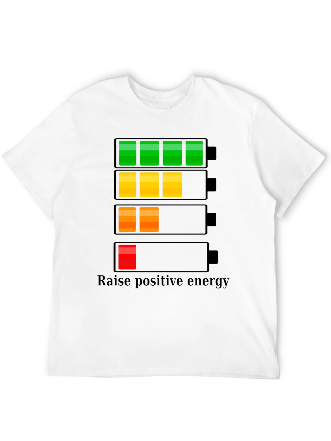 Raise Positive Energy Black T-Shirt - Battery Life Design