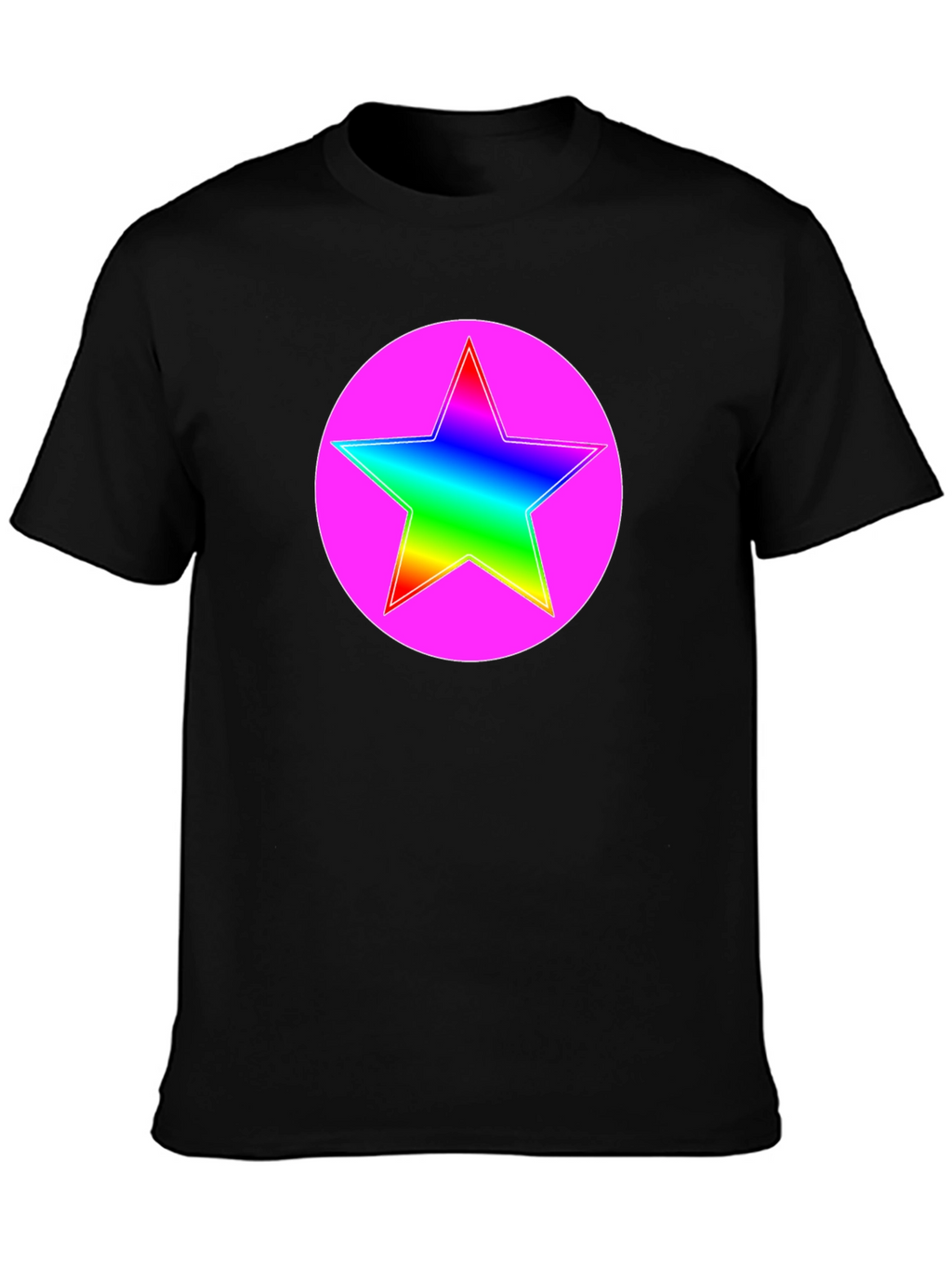 Rainbow Star Pink Circle Graphic T-Shirt