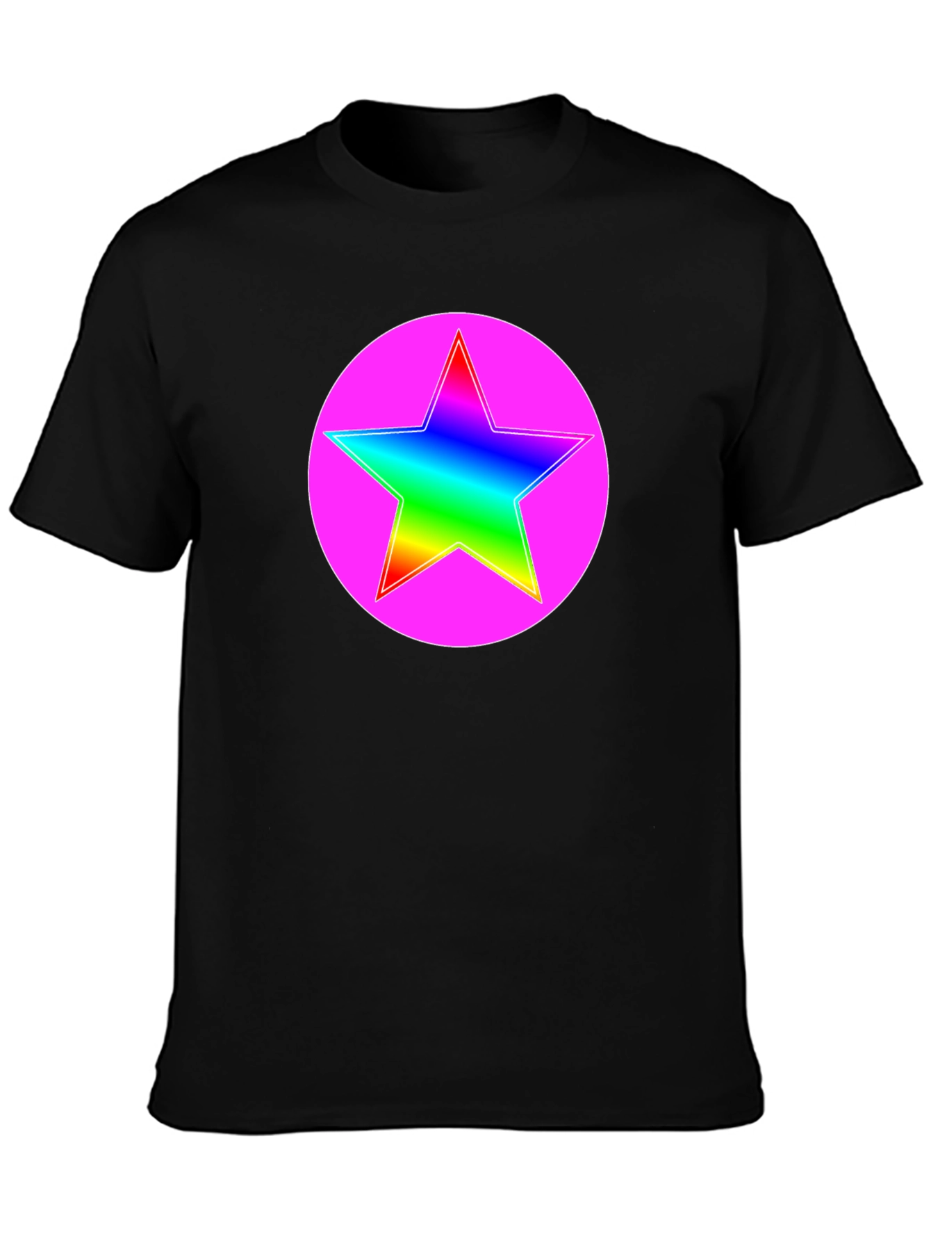 Rainbow Star Pink Circle Graphic T-Shirt