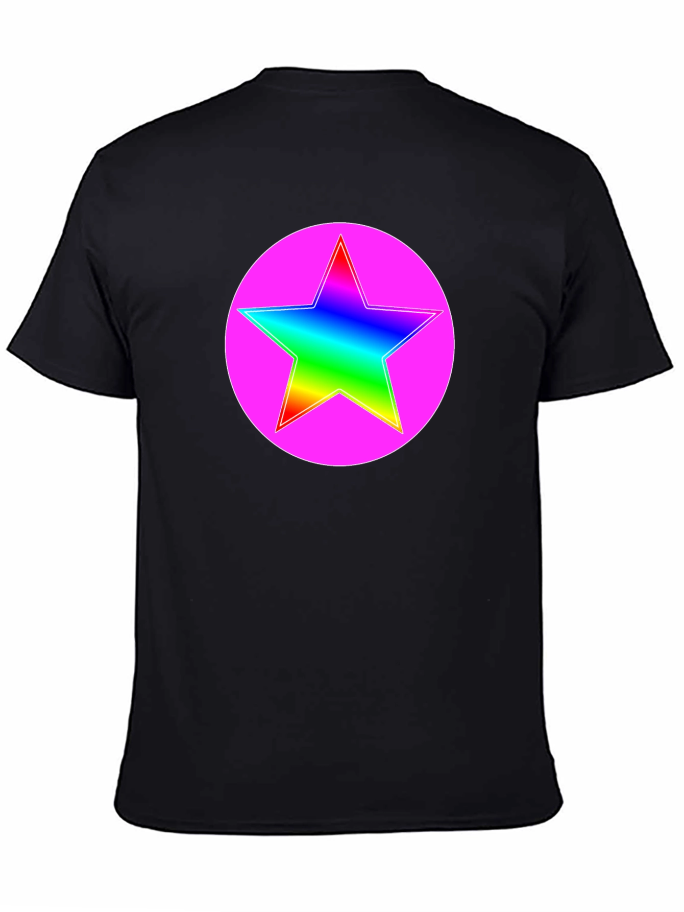 Rainbow Star Pink Circle Graphic T-Shirt