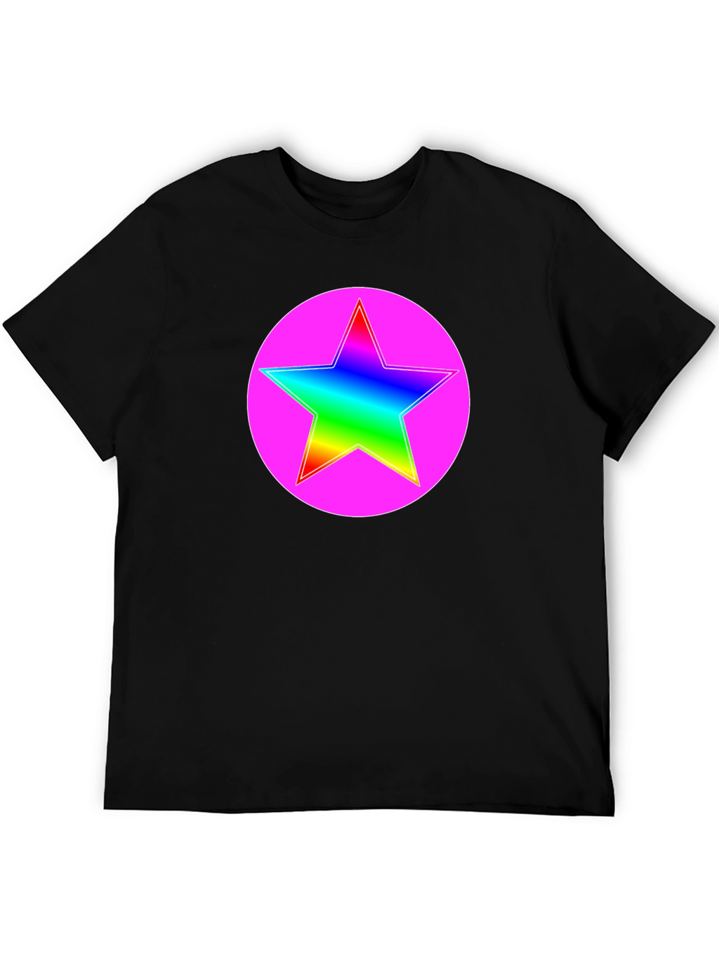 Rainbow Star Pink Circle Graphic T-Shirt
