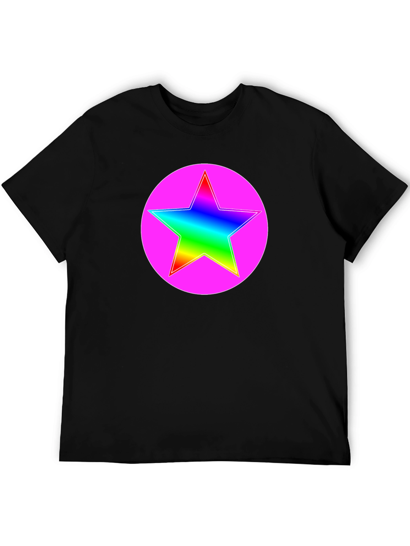 Rainbow Star Pink Circle Graphic T-Shirt