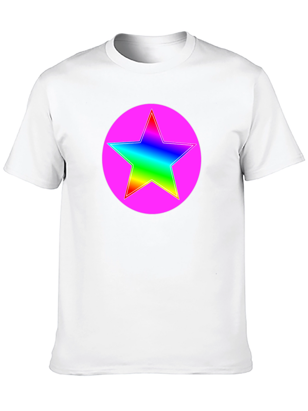 Rainbow Star Pink Circle Graphic T-Shirt