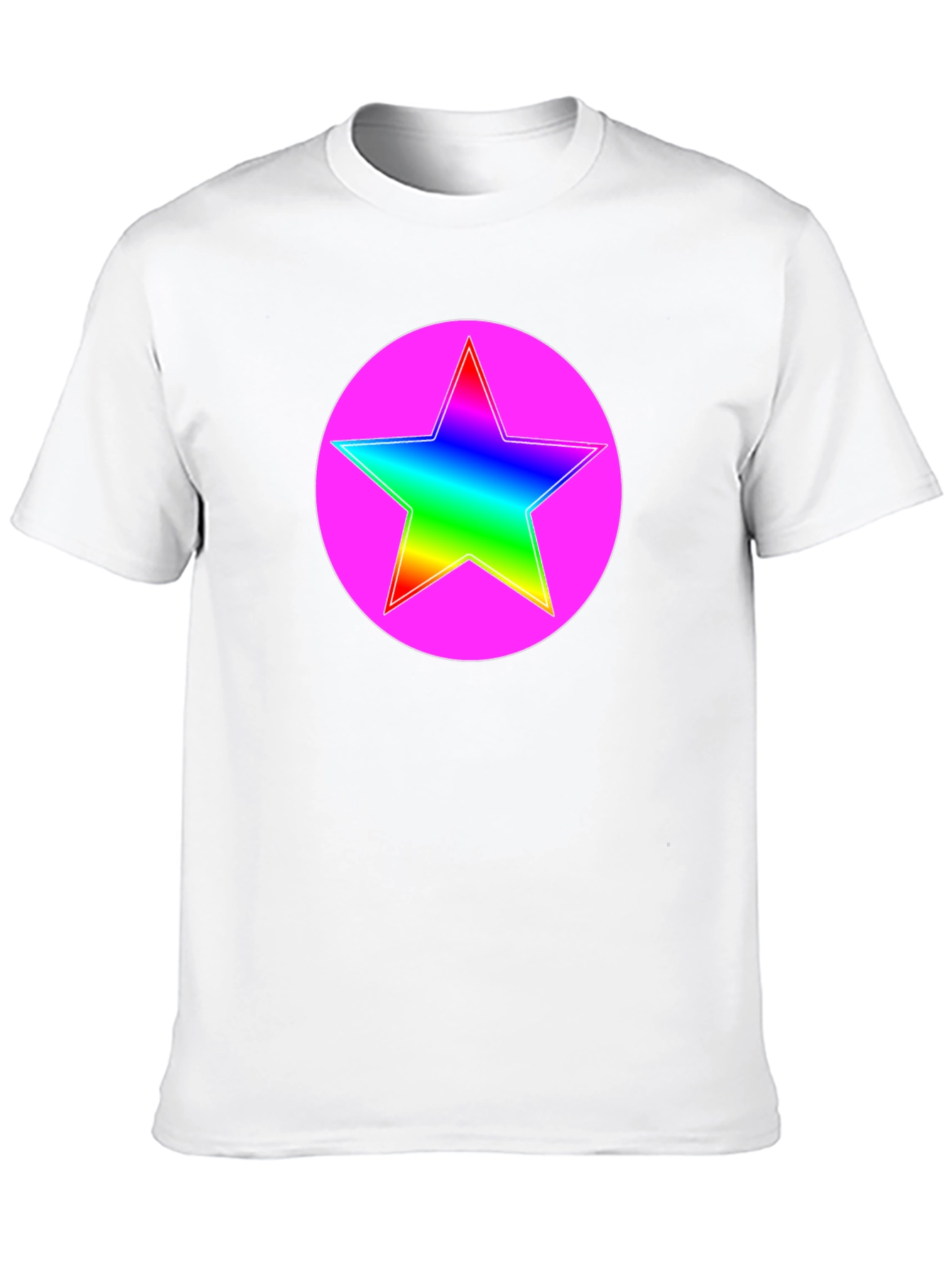Rainbow Star Pink Circle Graphic T-Shirt