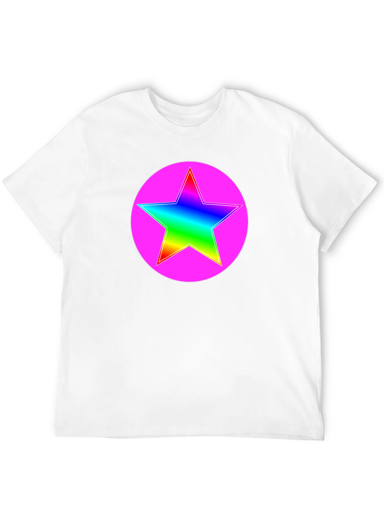 Rainbow Star Pink Circle Graphic T-Shirt